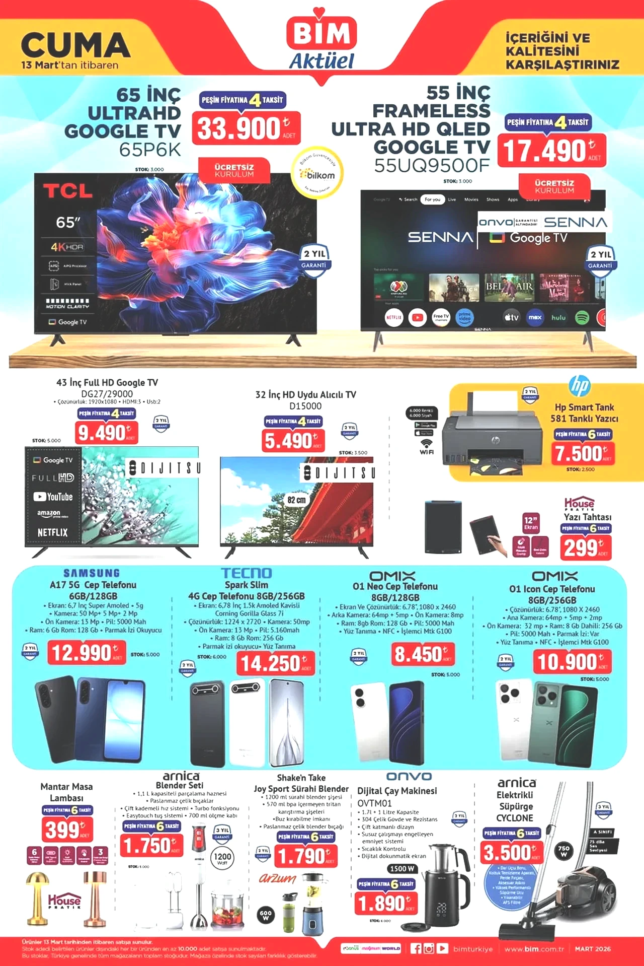 Yeni BİM 13-20 Mart aktüel ürünler kataloğu 2026! Termos çeşitleri, kamp sandalyesi, süpürge, mikrodalga ve duş fırçası geliyor.