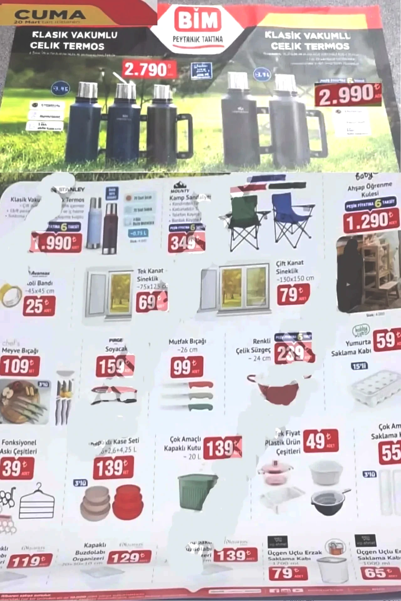 Yeni BİM 13-20 Mart aktüel ürünler kataloğu 2026! Termos çeşitleri, kamp sandalyesi, süpürge, mikrodalga ve duş fırçası geliyor.