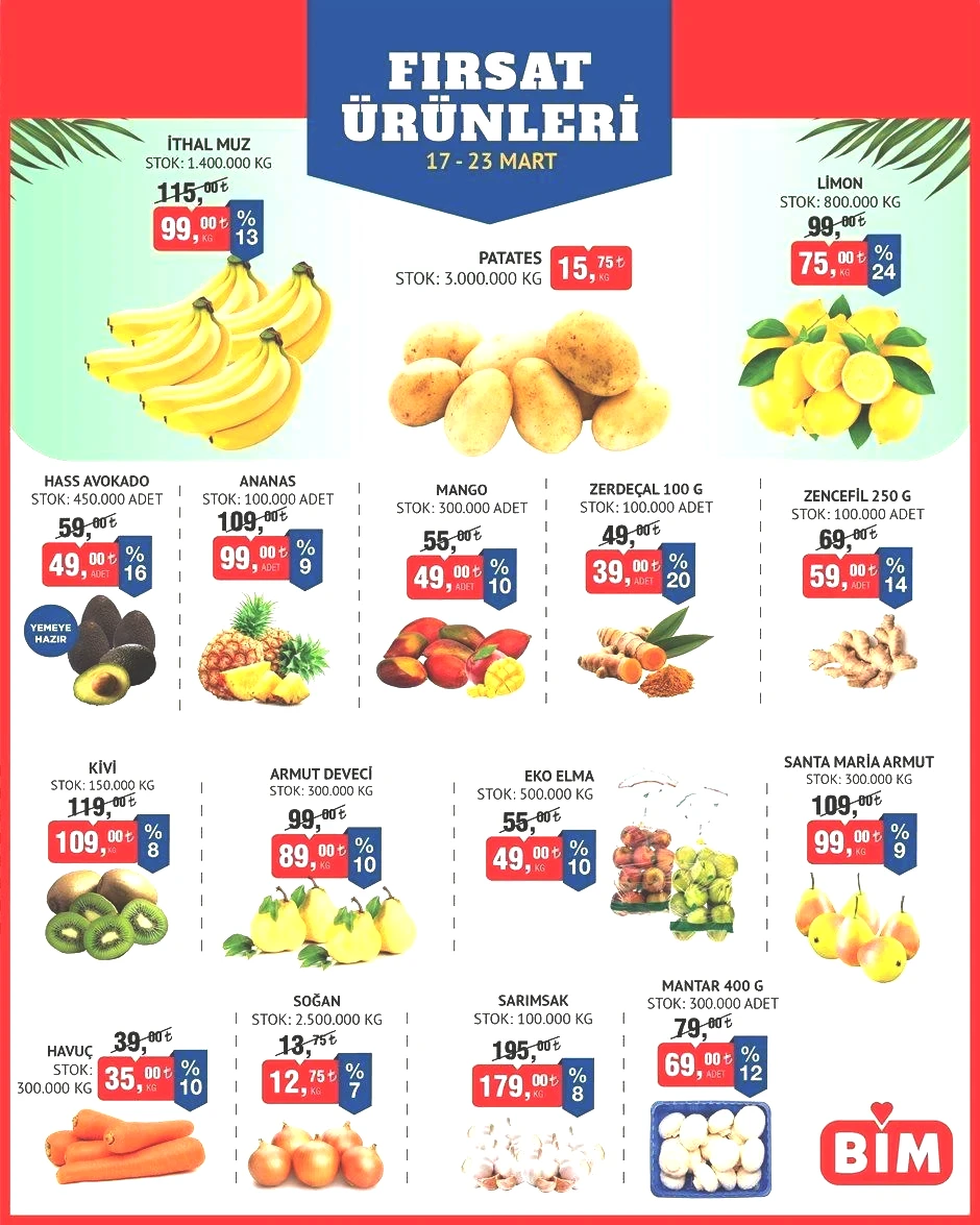 17-23 MART MEYVE SEBZE İNDİRİMLERİ 17-23 MART MEYVE SEBZE İNDİRİMLERİ